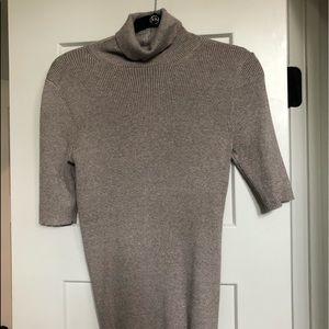 Express ribbed half turtleneck, elbow sleeves